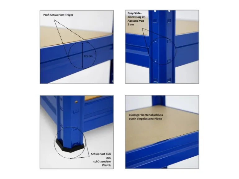 PROREGAL Schwerlastregal Dino HxBxT 180 x 160 x 60 cm Fachlast 600 kg Blau