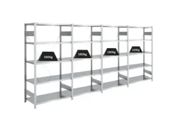 PROREGAL Schwerlastregal Silver Mamba Made In Germany  HxBxT 200 x 400 x 50 cm 5 Ebenen Je 150 kg Fachlast  Verzinkt