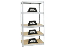 PROREGAL Schwerlastregal Tiger HxBxT 180 x 90 x 60 cm Fachlast 265 kg 5-Ebenen Verzinkt