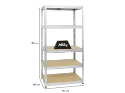 PROREGAL Schwerlastregal Tiger HxBxT 180 x 90 x 60 cm Fachlast 265 kg 5-Ebenen Verzinkt