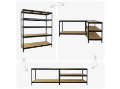 PROREGAL Schwerlastregal Rivet HxBxT 180x150x60 cm Fachlast 250kg Innovatives Stecksystem Schwarz