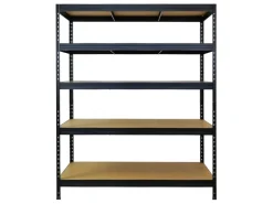 PROREGAL Schwerlastregal Rivet HxBxT 180x150x60 cm Fachlast 250kg Innovatives Stecksystem Schwarz