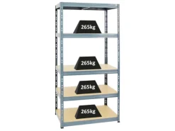 PROREGAL Schwerlastregal Tiger HxBxT 180 x 90 x 60 cm Fachlast 265 kg 5-Ebenen Grau