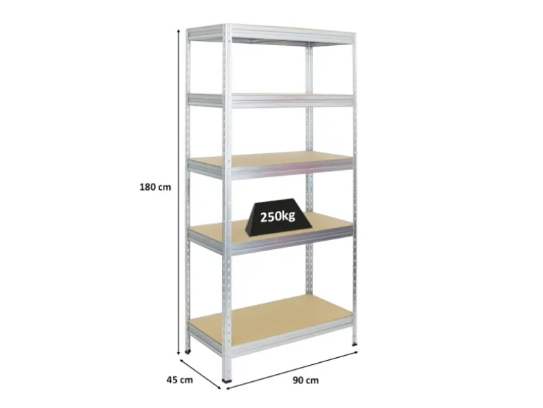 PROREGAL Schwerlastregal Rivet HxBxT 180 x 90 x 45 cm Fachlast 250 kg Innovatives Stecksystem Verzinkt