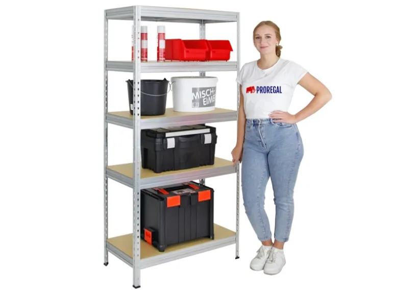 PROREGAL Schwerlastregal Rivet HxBxT 180 x 90 x 45 cm Fachlast 250 kg Innovatives Stecksystem Verzinkt