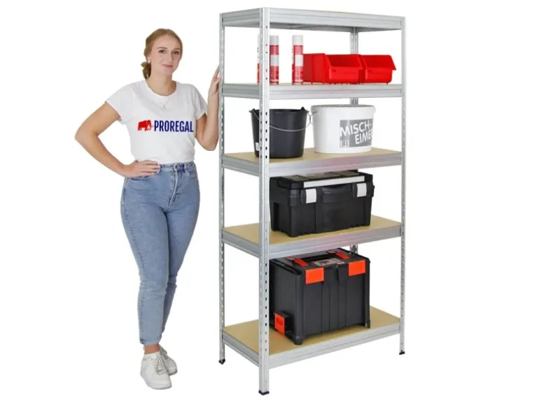 PROREGAL Schwerlastregal Rivet HxBxT 180 x 90 x 45 cm Fachlast 250 kg Innovatives Stecksystem Verzinkt