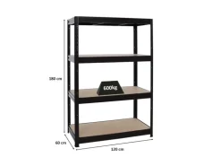 PROREGAL Schwerlastregal DINO HxBxT 180x120x60cm Fachlast 600kg Schwarz
