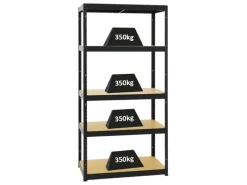 PROREGAL Schwerlastregal Slim Elephant S HxBxT 180 x 90 x 45 cm 5 Ebenen Fachlast 350 kg Schwarz