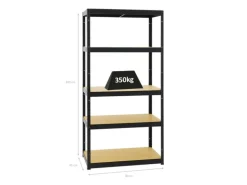 PROREGAL Schwerlastregal Slim Elephant S HxBxT 180 x 90 x 45 cm 5 Ebenen Fachlast 350 kg Schwarz