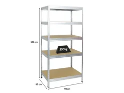 PROREGAL Schwerlastregal Rivet HxBxT 180 x 90 x 60 cm Fachlast 250 kg Innovatives Stecksystem Verzinkt