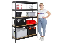 PROREGAL Schwerlastregal Rivet HxBxT 180 x 120 x 45 cm Fachlast 250 kg Innovatives Stecksystem Schwarz