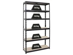 PROREGAL Schwerlastregal Giant Tiger XL HxBxT 220 x 120 x 40 cm Fachlast 265 kg 6-Ebenen Schwarz