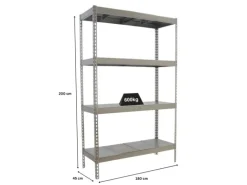 PROREGAL Schwerlastregal Metal Beast Four HxBxT 200 x 180 x 45 cm Fachlast 600 kg Verzinkt