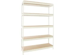 PROREGAL Schwerlastregal Wood Yeti Light Five HxBxT 200 x 120 x 60 cm Fachlast 300 kg Weiß