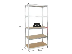 PROREGAL Schwerlastregal Giant Ragnar HxBxT 200 x 100 x 50 cm Fachlast 175 kg Verzinkt
