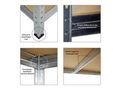 PROREGAL Schwerlastregal Rivet HxBxT 180 x 120 x 45 cm Fachlast 250 kg Innovatives Stecksystem Verzinkt