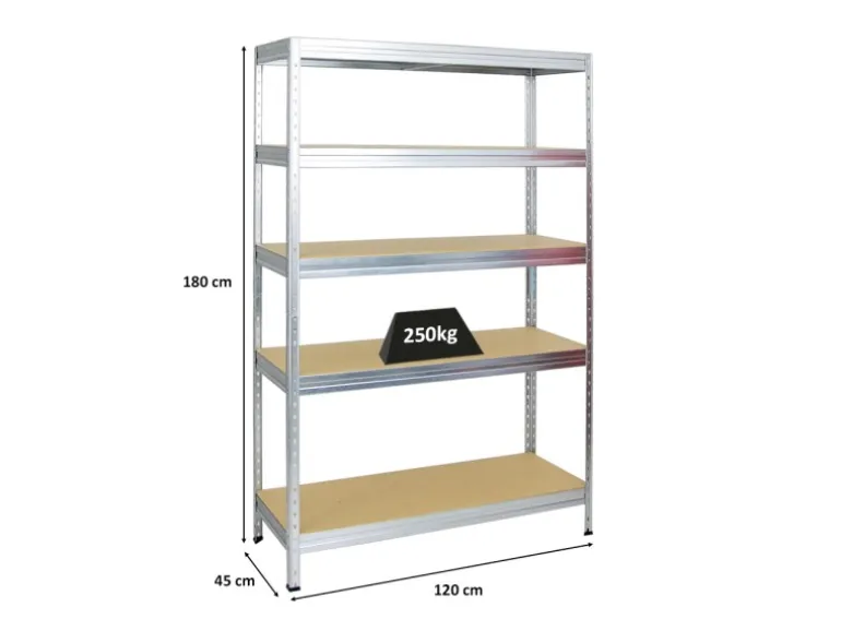 PROREGAL Schwerlastregal Rivet HxBxT 180 x 120 x 45 cm Fachlast 250 kg Innovatives Stecksystem Verzinkt
