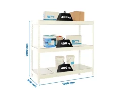 PROREGAL Schwerlastregal Big Metal Yeti Three HxBxT 200 x 120 x 60 cm Fachlast 400 kg Weiß