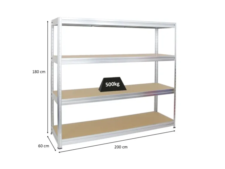 PROREGAL Schwerlastregal Dino HxBxT 180 x 200 x 60 cm Fachlast 500 kg Verzinkt