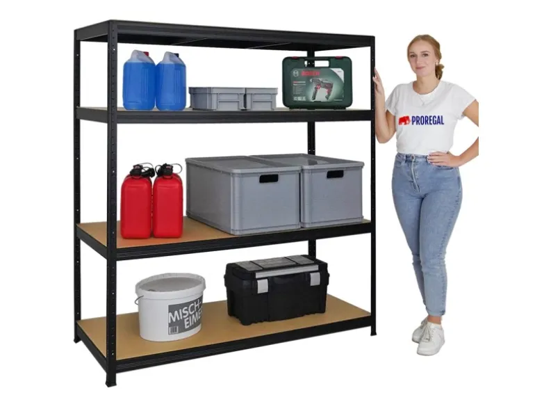 PROREGAL Schwerlastregal Giant Elephant HxBxT 160 x 150 x 60 cm Fachlast 200 kg Schwarz
