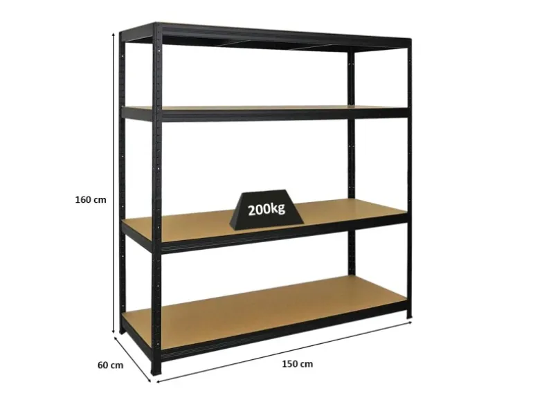 PROREGAL Schwerlastregal Giant Elephant HxBxT 160 x 150 x 60 cm Fachlast 200 kg Schwarz