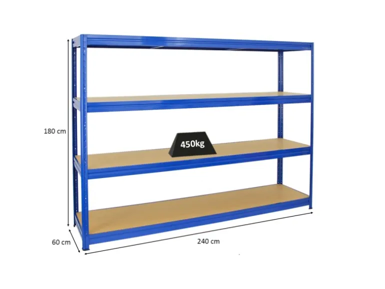 PROREGAL Schwerlastregal Dino HxBxT 180 x 240 x 60 cm Fachlast 450 kg Blau