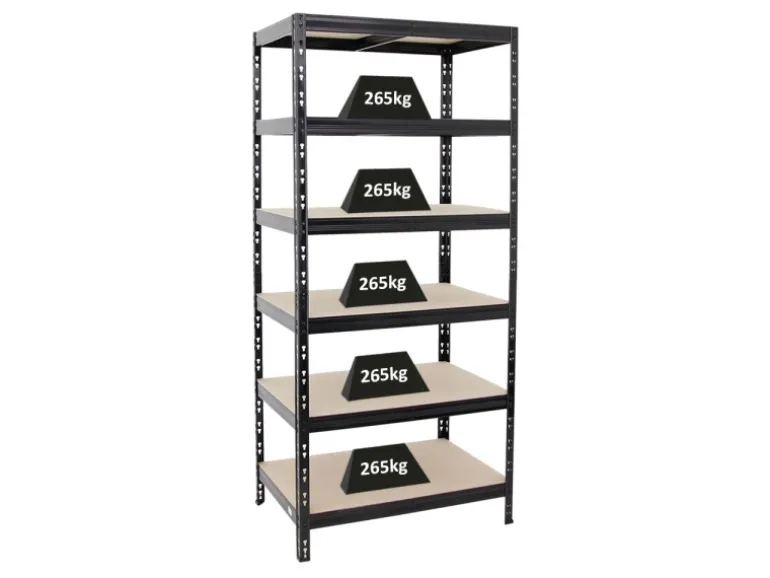PROREGAL Schwerlastregal Giant Tiger HxBxT 200 x 90 x 60 cm Fachlast 265 kg 6-Ebenen Schwarz