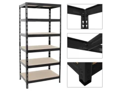 PROREGAL Schwerlastregal Giant Tiger HxBxT 200 x 90 x 60 cm Fachlast 265 kg 6-Ebenen Schwarz