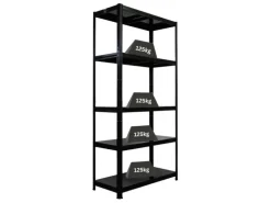 PROREGAL Schwerlastregal Ragnar HxBxT 180x90x40cm 5 Stahlplatten-Ebenen Fachlast 125 kg Schwarz