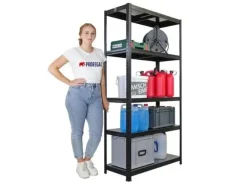 PROREGAL Schwerlastregal Ragnar HxBxT 180x90x40cm 5 Stahlplatten-Ebenen Fachlast 125 kg Schwarz