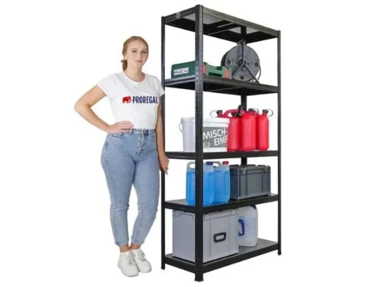 PROREGAL Schwerlastregal Ragnar HxBxT 180x90x40cm 5 Stahlplatten-Ebenen Fachlast 125 kg Schwarz