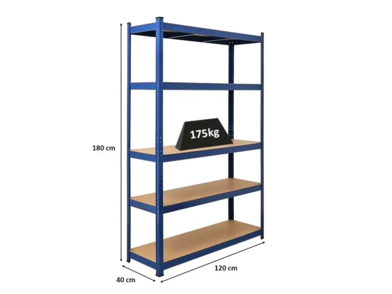 PROREGAL Schwerlastregal Ragnar für Gesamtlast 875 kg HxBxT 180 x 120 x 40 cm Blau Kellerregal Steckregal Garagenregal Lagerregal