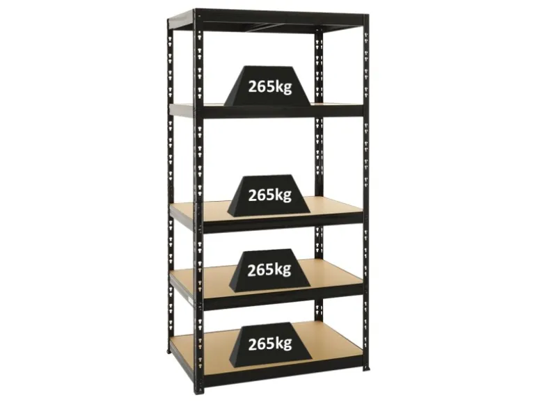 PROREGAL Schwerlastregal Tiger HxBxT 180 x 90 x 60 cm Fachlast 265 kg 5-Ebenen Schwarz