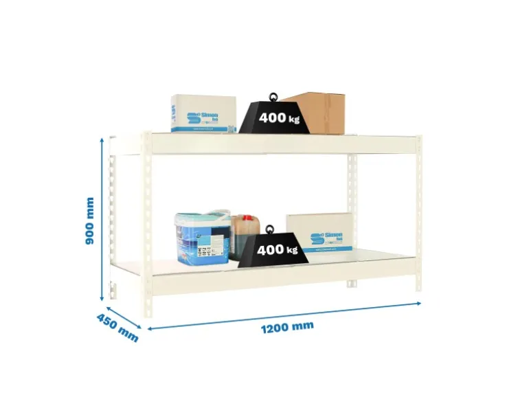 PROREGAL Schwerlastregal Mini Metal Yeti Two HxBxT 90 x 120 x 45 cm Fachlast 400 kg Weiß