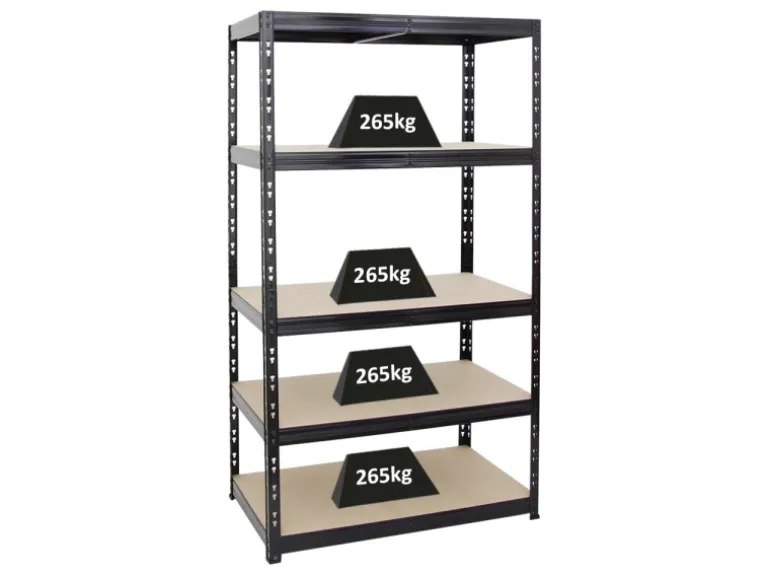 PROREGAL Schwerlastregal Tiger HxBxT 180 x 100 x 60 cm Fachlast 265 kg 5-Ebenen Schwarz