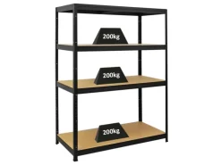 PROREGAL Schwerlastregal Big Elephant HxBxT 160 x 120 x 60 cm Fachlast 200kg Schwarz