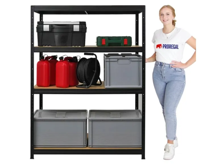 PROREGAL Schwerlastregal Big Elephant HxBxT 160 x 120 x 60 cm Fachlast 200kg Schwarz