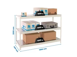 PROREGAL Schwerlastregal Metal Beast Three HxBxT 200 x 180 x 45 cm Fachlast 600 kg Weiß