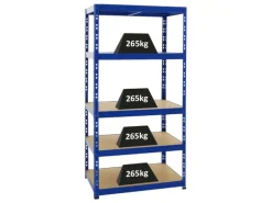 PROREGAL Schwerlastregal Tiger HxBxT 180 x 90 x 60 cm Fachlast 265 kg 5-Ebenen Blau