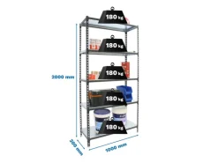 PROREGAL Schwerlastregal Big Metal Shark HxBxT 200 x 100 x 30 cm Fachlast 180 kg Anthrazit-Verzinkt