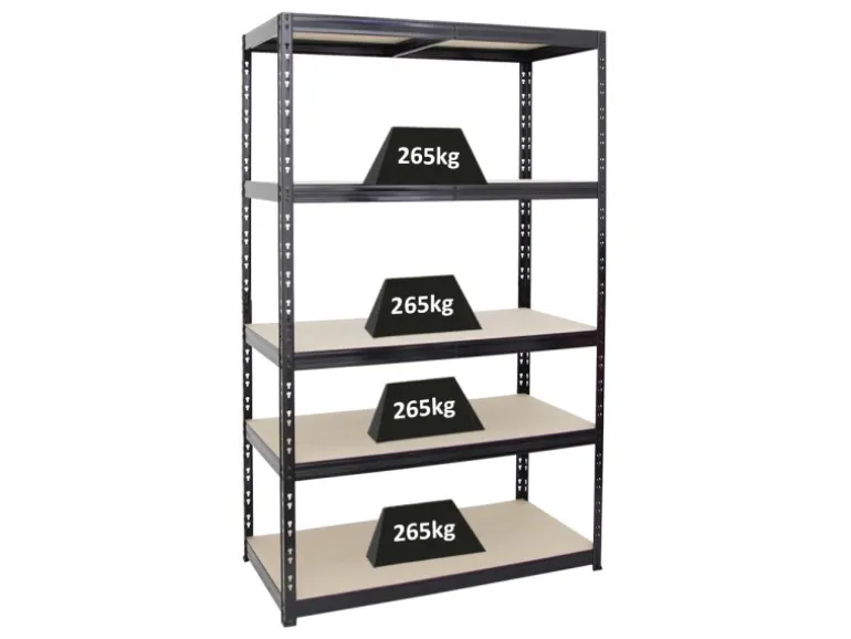 PROREGAL Schwerlastregal Giant Tiger HxBxT 200 x 120 x 60 cm Fachlast 265 kg 5-Ebenen Schwarz