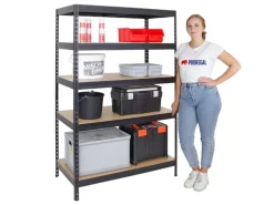 PROREGAL Schwerlastregal Rivet HxBxT 180 x 120 x 60 cm Fachlast 250 kg Innovatives Stecksystem Schwarz