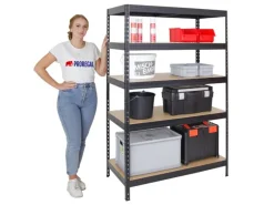PROREGAL Schwerlastregal Rivet HxBxT 180 x 120 x 60 cm Fachlast 250 kg Innovatives Stecksystem Schwarz