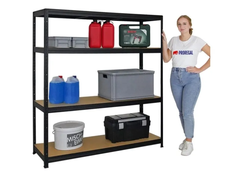 PROREGAL Schwerlastregal Giant Elephant HxBxT 160 x 150 x 45 cm Fachlast 200 kg Schwarz