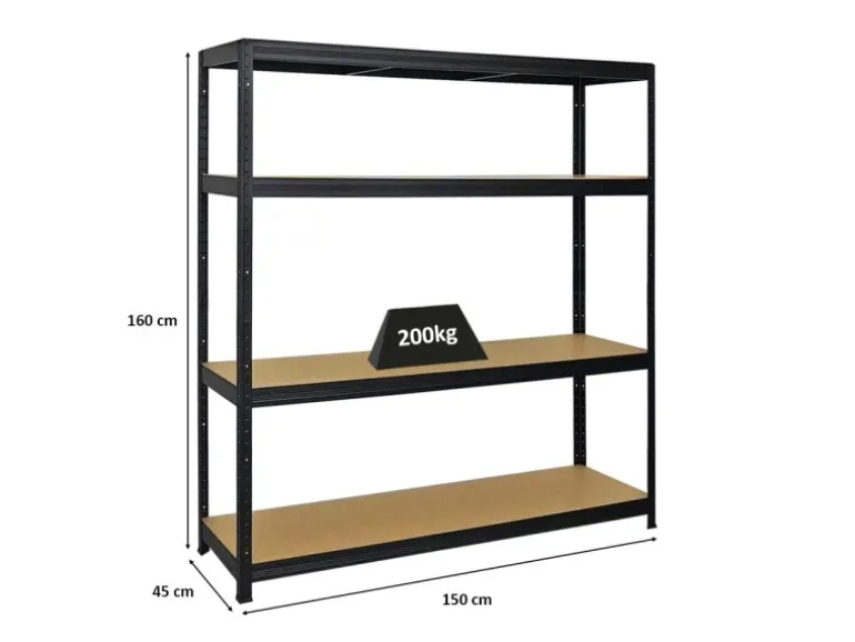 PROREGAL Schwerlastregal Giant Elephant HxBxT 160 x 150 x 45 cm Fachlast 200 kg Schwarz