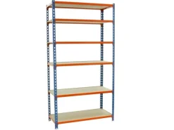 PROREGAL Schwerlastregal Giant Muli HxBxT 250 x 80 x 50 cm 6 Fachböden Fachlast 150 kg Blau-Orange