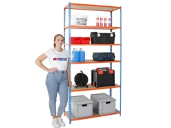 PROREGAL Schwerlastregal Giant Muli HxBxT 250 x 80 x 50 cm 6 Fachböden Fachlast 150 kg Blau-Orange