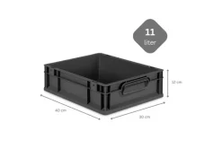 PROREGAL SparSet 5x Eurobox Nextgen Grip Mit Auflagedeckel Und Schwarzen Verschlüssen HxBxT 22x30x40cm 20 Liter Schwarz Griffe Offen