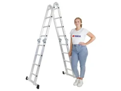 PROREGAL Sprossen-Mehrzweckleiter MULTISTEP mit Gerüstplattform Aluminium 4x4 Sprossen bis zu 4,6 m Höhe Traglast 150kg
