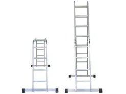 PROREGAL Sprossen-Mehrzweckleiter MULTISTEP mit Gerüstplattform Aluminium 4x4 Sprossen bis zu 4,6 m Höhe Traglast 150kg